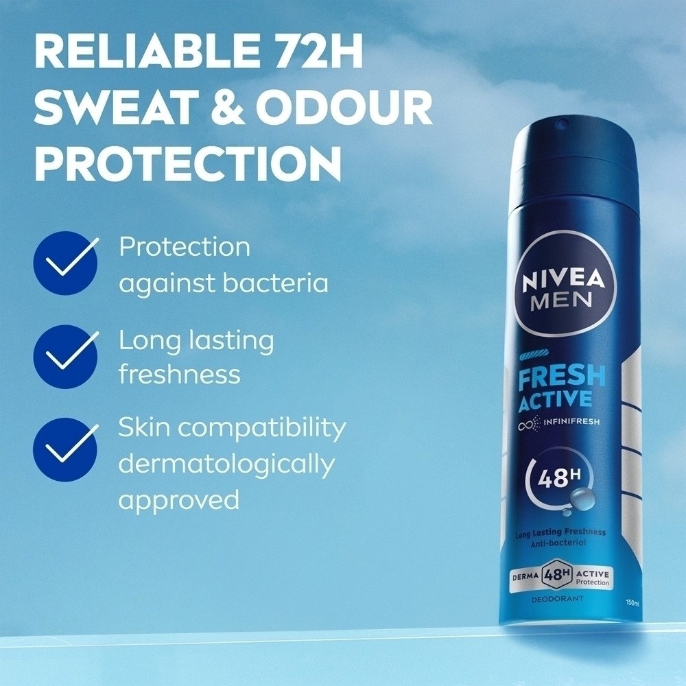 Мужской свежий активный спрей-дезодорант Nivea, 150 мл — фото 2