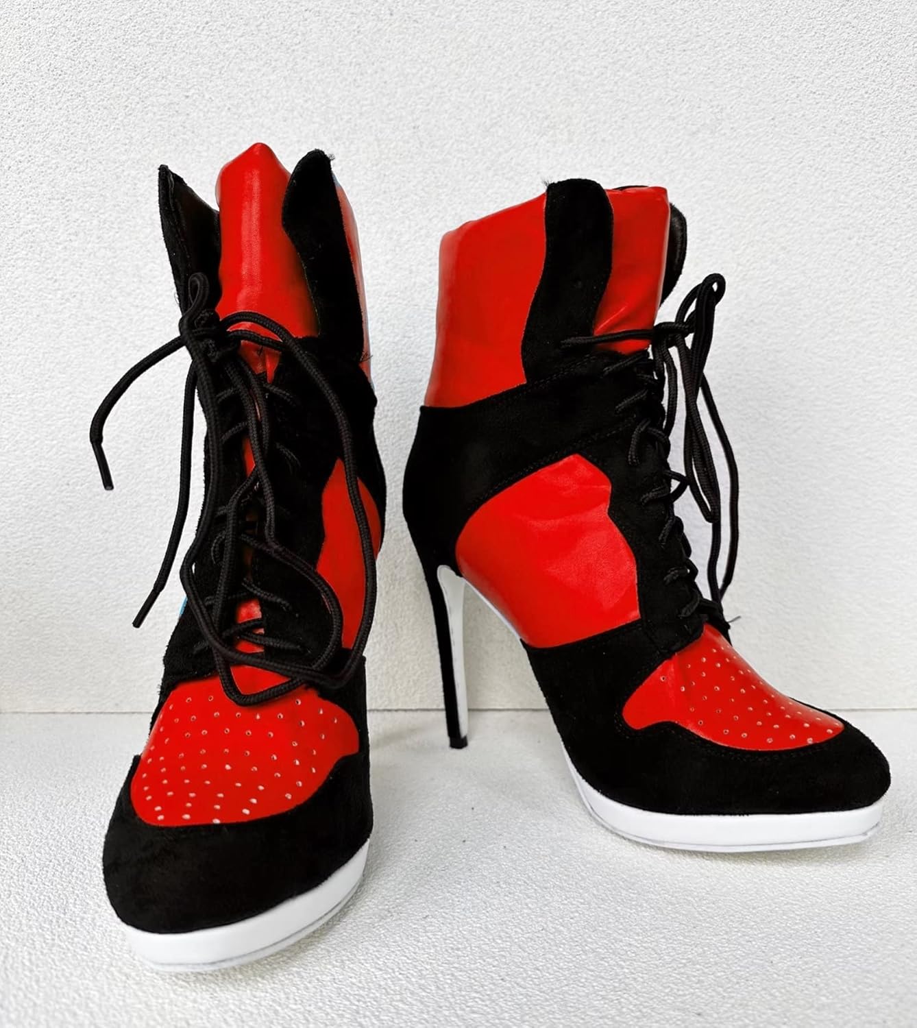 Ботильоны Frankie Hsu Stiletto Sport с высокой шпилькой для баскетбола, черные замшевые классические белые кроссовки-бутсы, дизайнерская обувь больших размеров для женщин и мужчин — фото 4