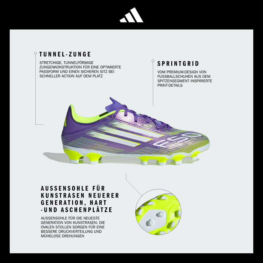 Футбольные бутсы женские/мужские - ADIDAS F50 League фиолетово-желтые — фото 3