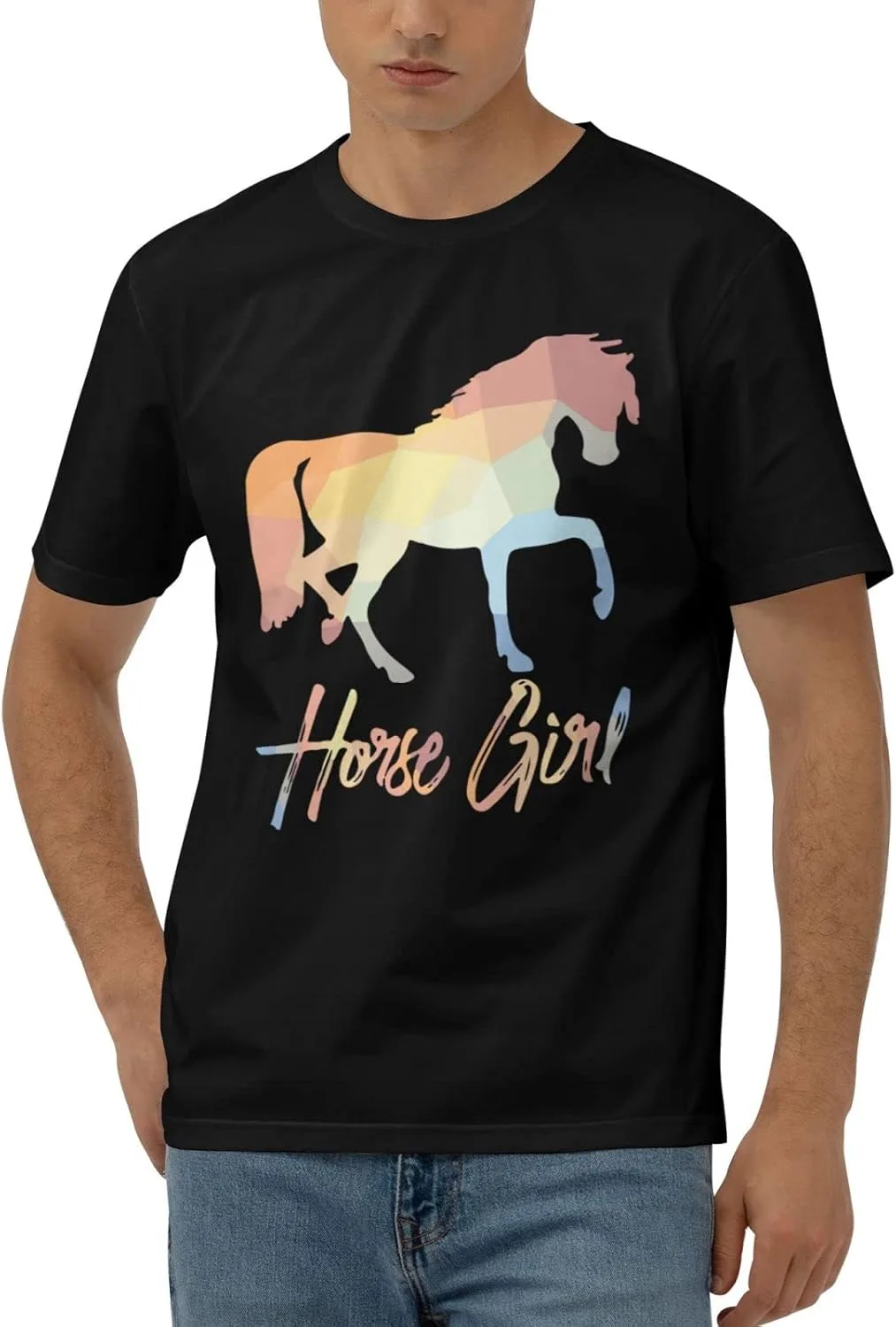 

Футболка мужская Horses Girl с коротким рукавом, Cotton, Quick-Drying, черная JYEXSEIZ