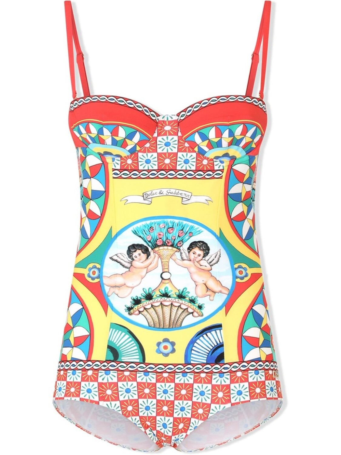 

Dolce & Gabbana купальник-балконет с принтом Carretto, красный