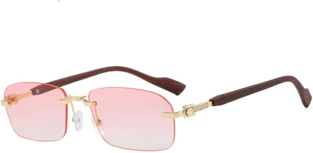 

Безободковые металлические солнцезащитные очки для женщин и мужчин, винтажные, панк, роскошные, дизайнерские, популярные солнцезащитные очки с защитой от УФ-излучения UV400 SZVVBKK, Pink