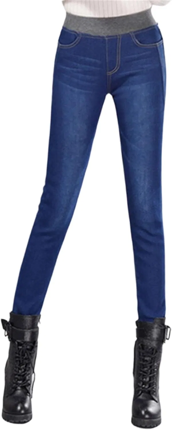 Джинсы с флисовой подкладкой, Women's Fleece Lined Skinny Jeans, темно-синие