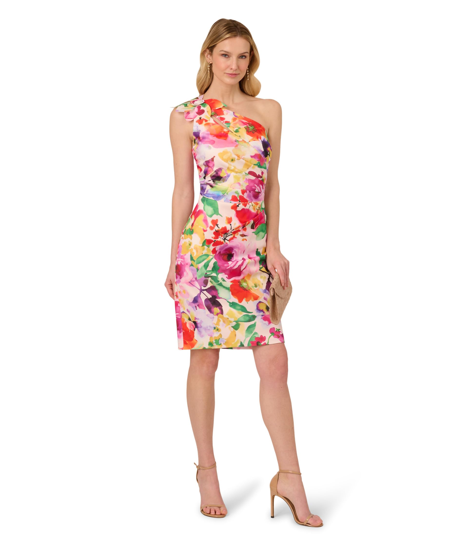 

Платье Adrianna Papell Print One Shoulder Dress, Pink Multi
