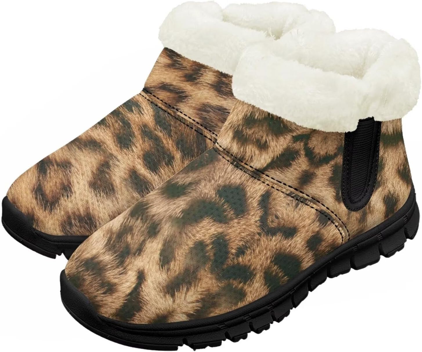 

Детские водонепроницаемые зимние ботинки для снега - теплые, с меховой подкладкой для мальчиков и девочек (малыши/маленькие дети/старшие дети), черная подошва Pzuqiu, Leopard5