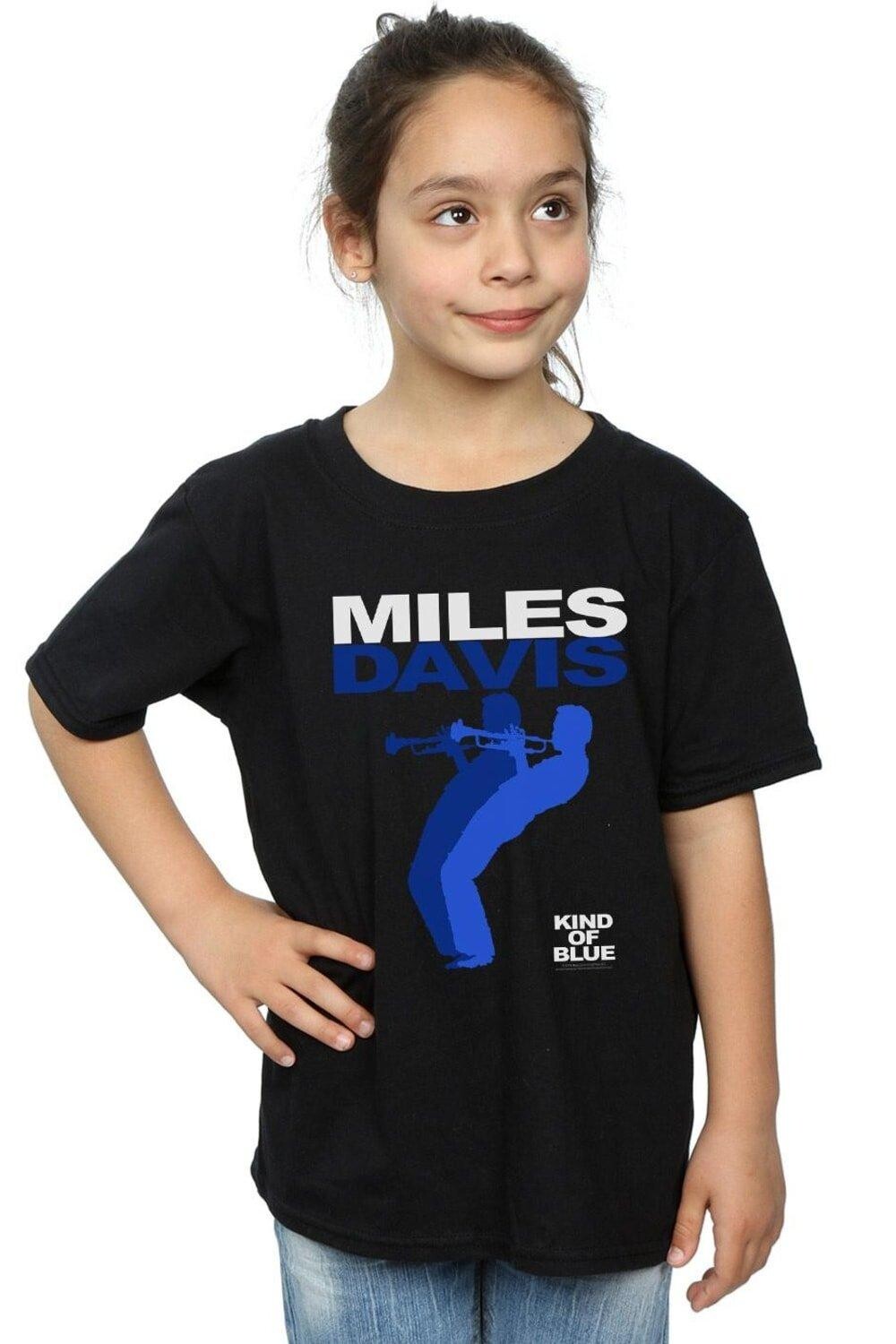 

Вид синей хлопковой футболки Miles Davis, черный