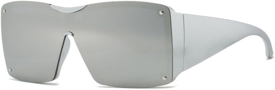 

Большие женские солнцезащитные очки, цельные очки с градиентным зеркальным покрытием, ретро-очки с заклепками, мужские солнцезащитные очки с широкими дужками generic, Silver Silver Mirror