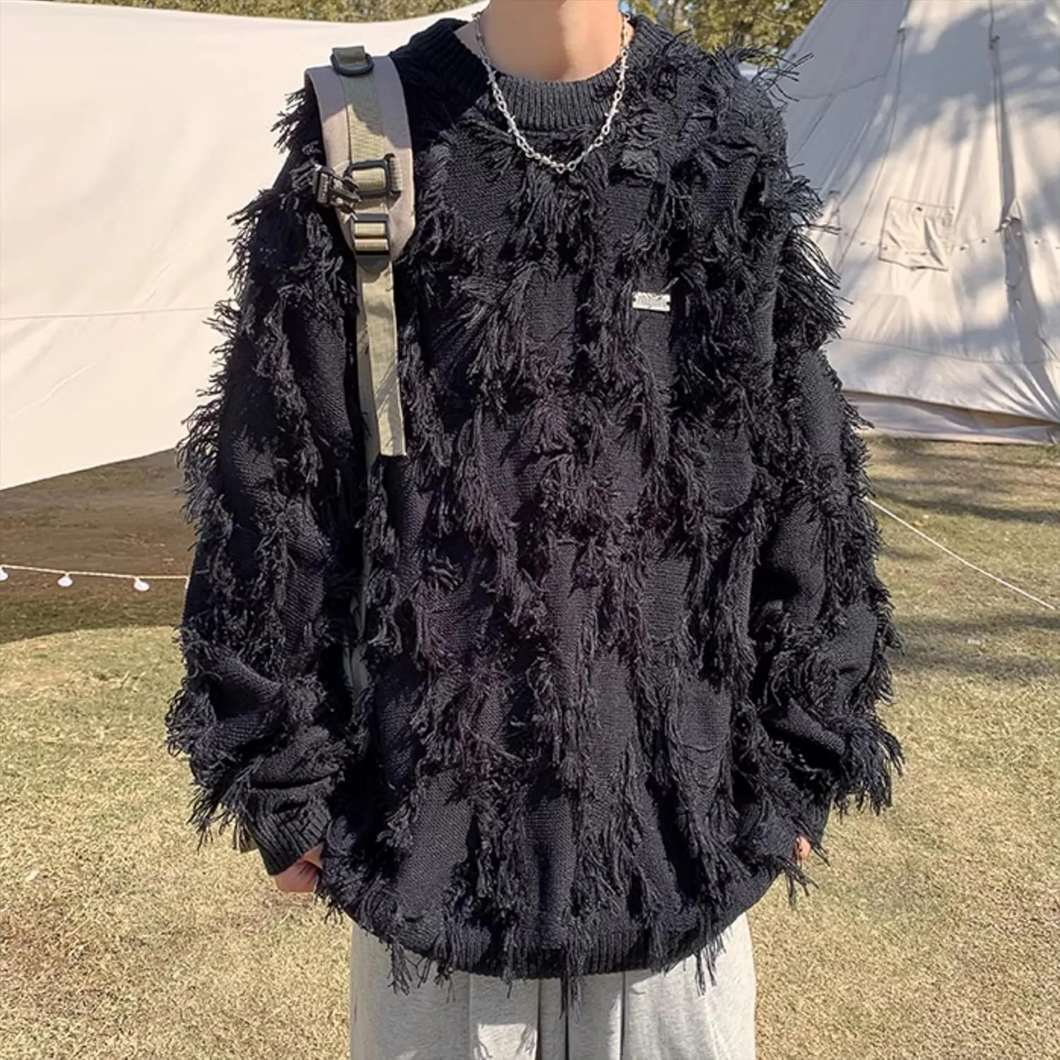 

Мужской свитер Grunge с V-образным вырезом и эффектом потертости RSGMU