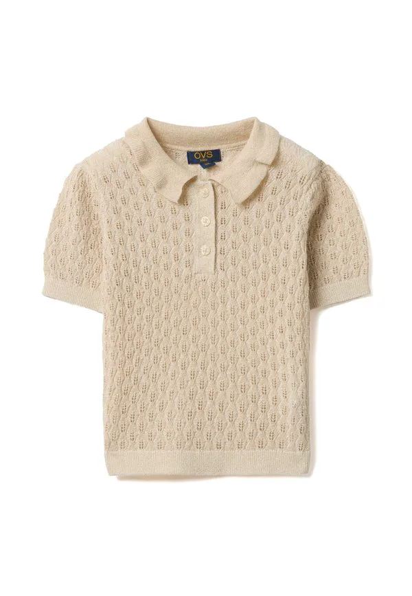 Поло-Рубашка стандартного кроя с перфорацией. Ovs, Beige Marl