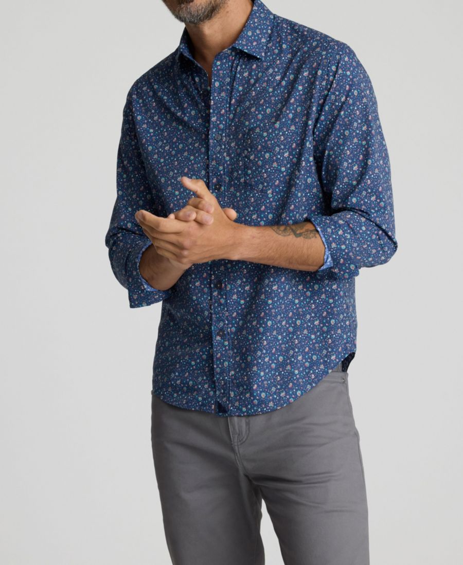 

Мужская рубашка Millerford стандартного кроя, немнущаяся, на пуговицах UNTUCKit, Navy