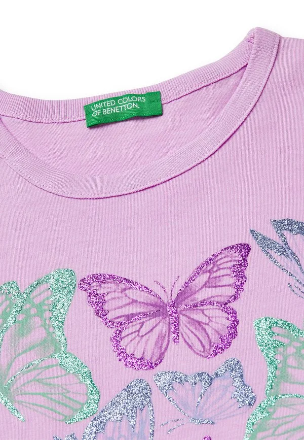 Футболка с блестящим принтом United Colors Of Benetton, Pink — фото 3