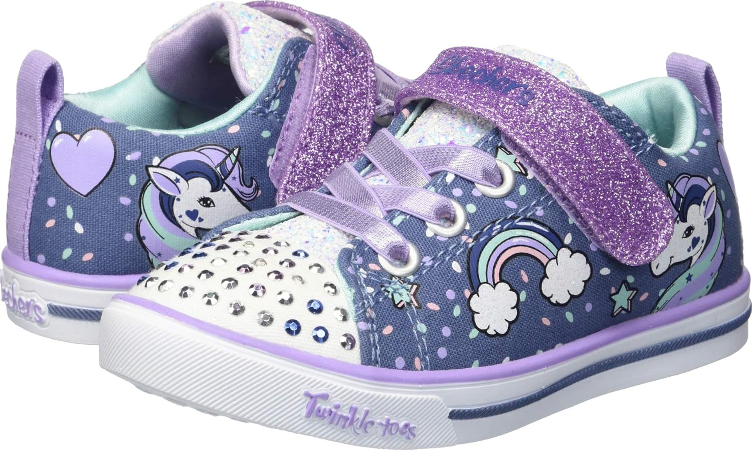 Детские кроссовки Skechers Twinkle Toes Sparkle Lite «Безумие единорога», Denim/Lavender — фото 2