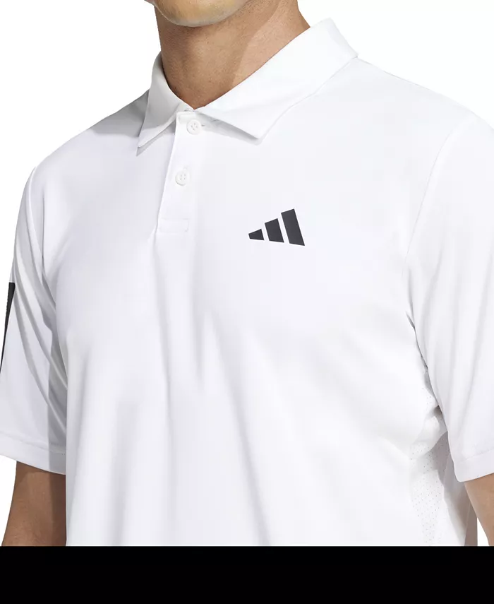 Мужская теннисная поло Club с технологией Climacool и тремя полосками adidas, белый — фото 3