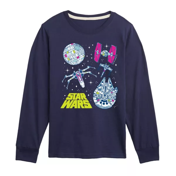 

Футболка с длинным рукавом и принтом в виде сетки для мальчиков 8-20 лет Star Wars, синий