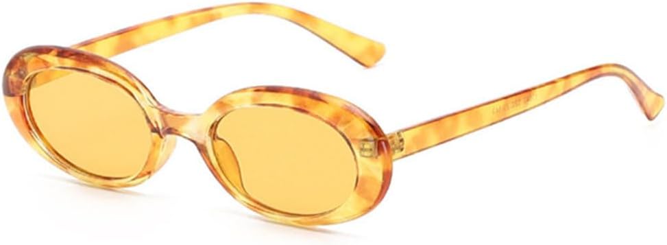 

Ретро овальные солнцезащитные очки в маленькой оправе для женщин и мужчин, готические очки с защитой от УФ-излучения UV400, модные овальные линзы MUTYNE, Leopard Yellow