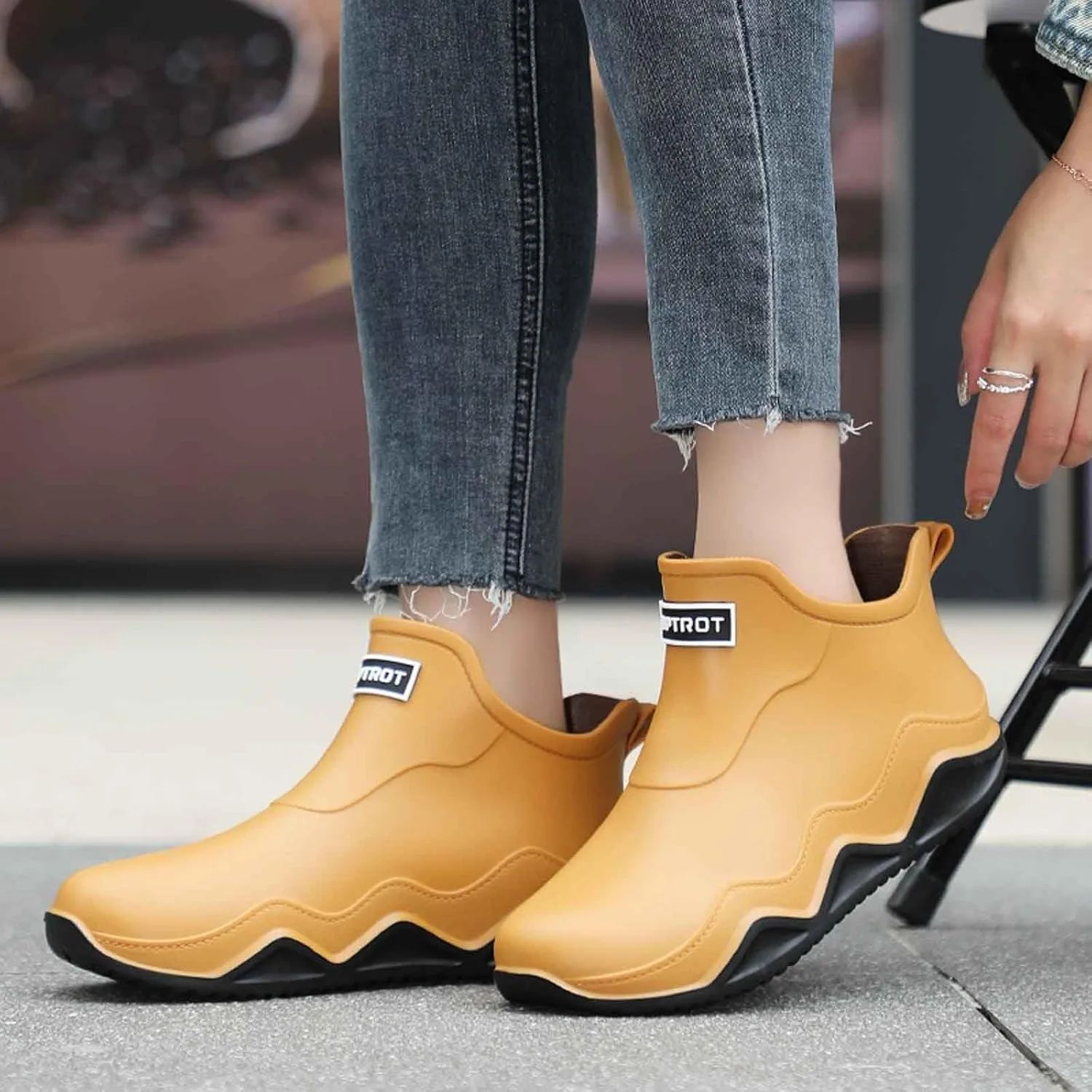 Мужские водонепроницаемые сапоги Wellies средней высоты и высокого качества. Отличные летние сапоги, легкие сапоги для верховой езды и прогулок на высоком каблуке Sfwqoifou, хаки — фото 3
