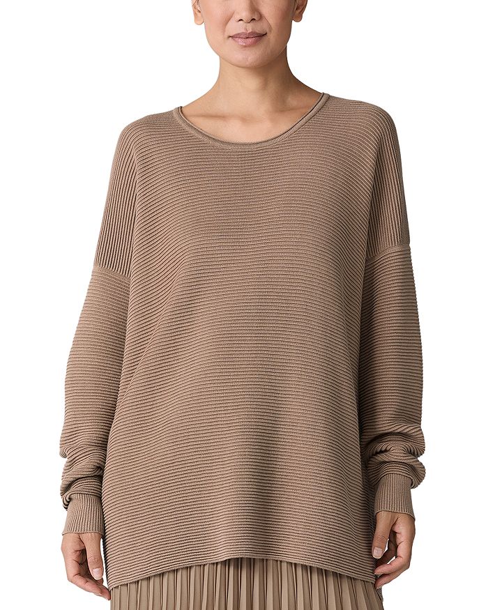 

Ребристый свитер-туника Eileen Fisher, коричневый/бежевый