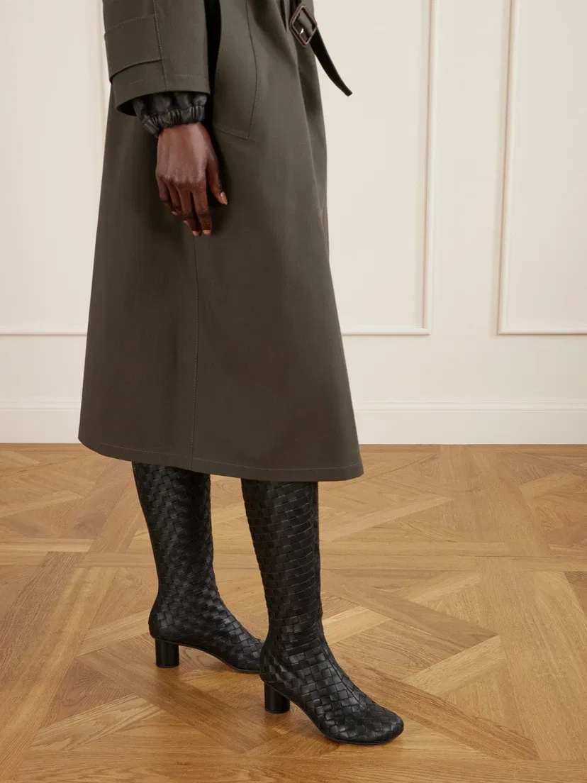 Кожаные сапоги до колена Atomic Intrecciato BOTTEGA VENETA, черный — фото 2