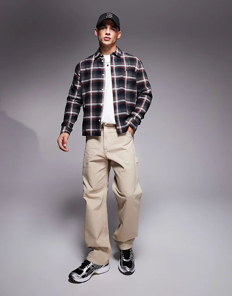

Свободная рубашка в черно-красную клетку ASOS DESIGN