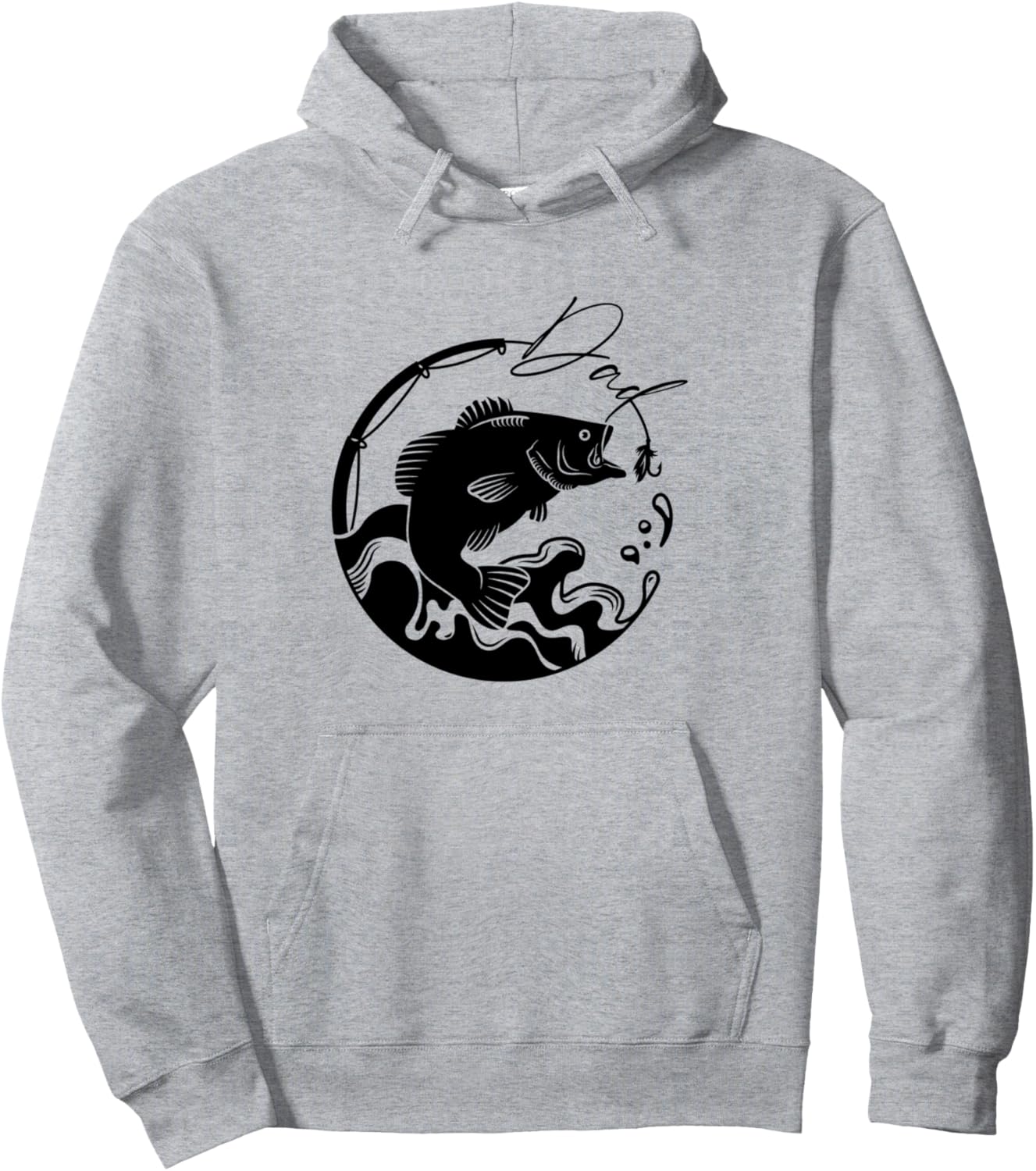 

Толстовка с капюшоном в подарок папе-рыбаку на День отца Fishing Dad Gift And Tee, серый