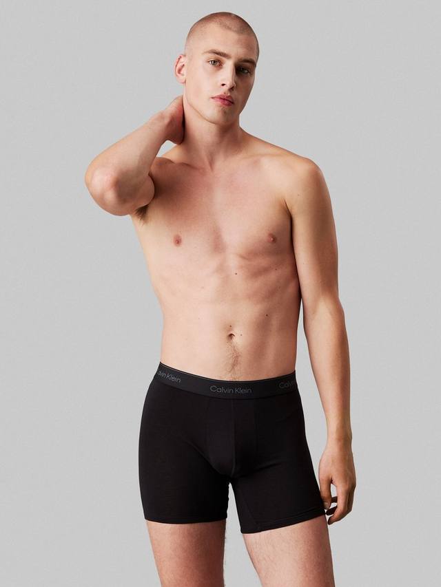 Хлопковые боксеры Icon Cotton Stretch Calvin Klein, Pack of 3, Black/Glacier/Blue — фото 2