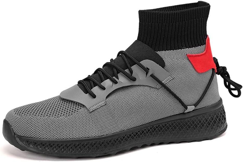 

Мужские высокие носочные кроссовки Jakcuz, модные, без шнуровки, для повседневной носки, спортзала, путешествий и прогулок, серый