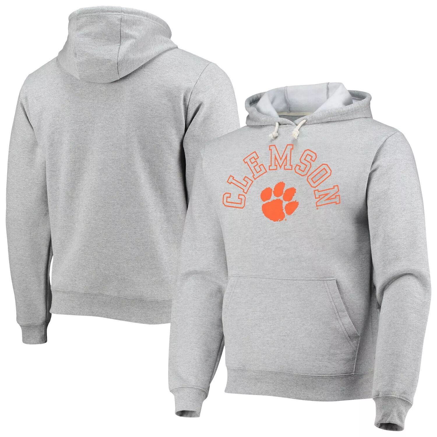 

Мужская лига студенческая одежда серый флисовый пуловер с капюшоном Clemson Tigers Seal Neuvo Essential