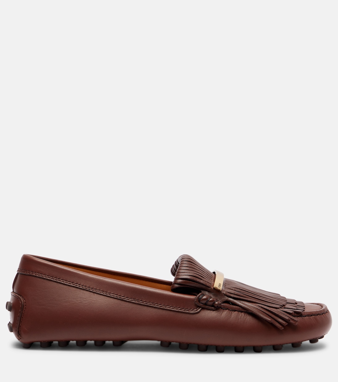 Гоммино бахромчатые кожаные мокасины для вождения Tod's, Mogano — фото 4