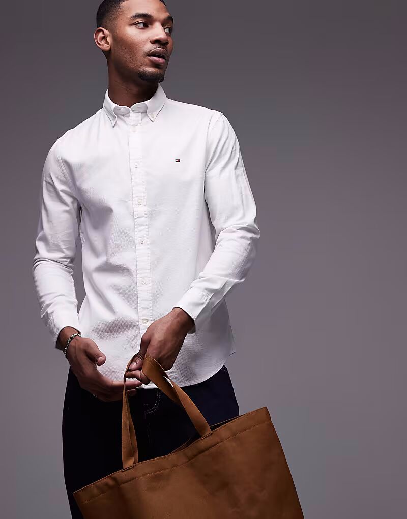 

Рубашка Tommy Hilfiger Flex Dobby slim fit белого цвета