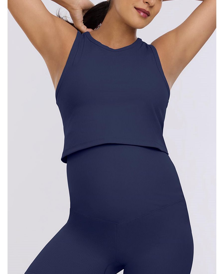 

Укороченная майка с круглым вырезом и спинкой-борцовкой для беременных - Материнство Motherhood Maternity, Navy blazer