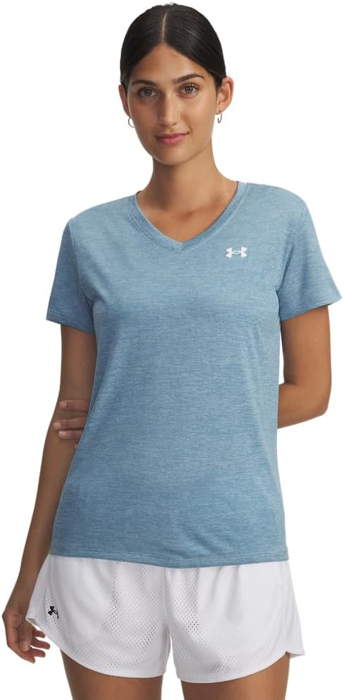 

Under Armour Женская Футболка Tech Twist V-образным Вырезом с Коротким Рукавом, (453) Blue Calm/White, Белый, Under Armour Женская Футболка Tech Twist V-образным Вырезом с Коротким Рукавом, (453) Blue Calm/White