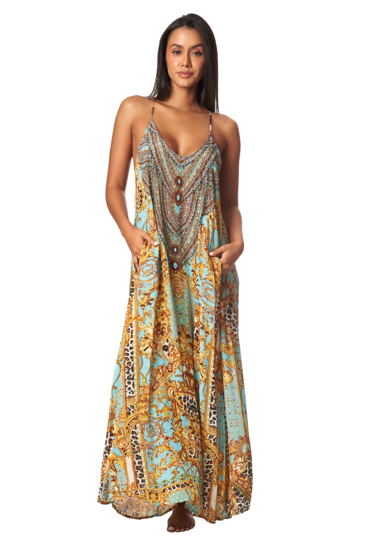 

Платье макси с Т-образной спинкой Vase La Moda Clothing, цвет multi