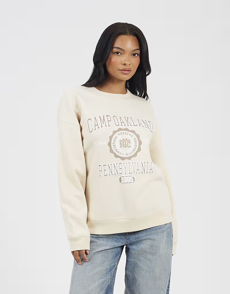 

Толстовка с круглым вырезом и графическим принтом кремового цвета Brave Soul