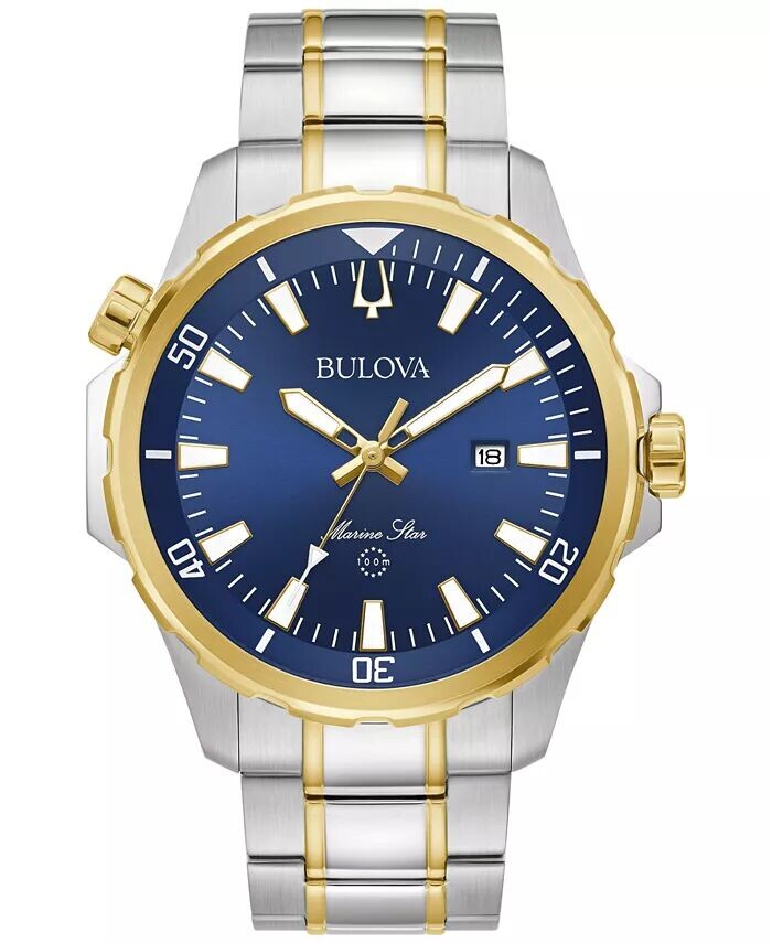 

Мужские двухцветные часы с браслетом из нержавеющей стали Marine Star, 43 мм Bulova