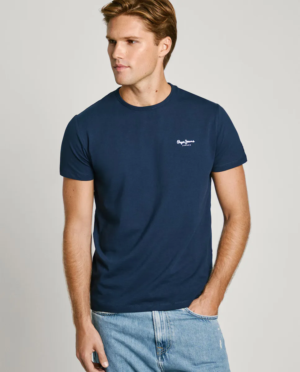 

Мужская футболка с коротким рукавом и принтом логотипа Pepe Jeans, темно-синий