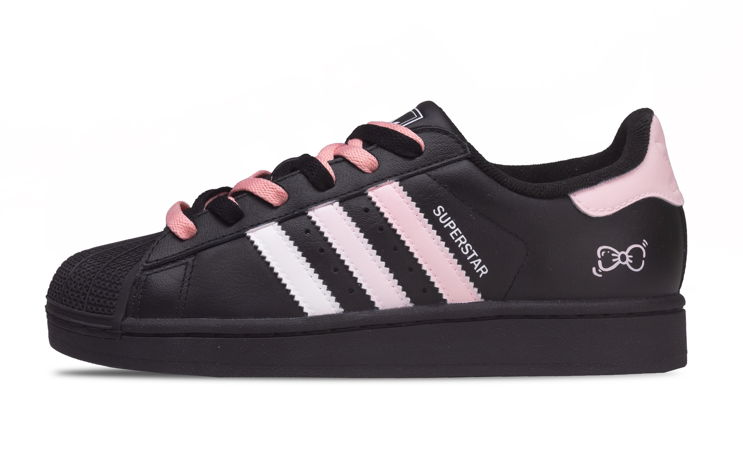 

Adidas Originals Superstar 2 Leather Abrasion Resistant Low top детские скейтборд-кроссовки Black Pink для подростков