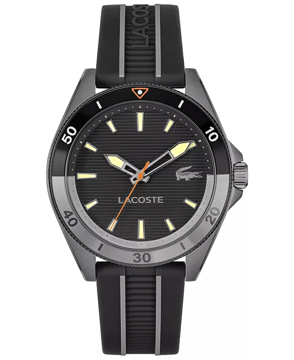 

Мужские часы с черным силиконовым ремешком, 43 мм Lacoste, black