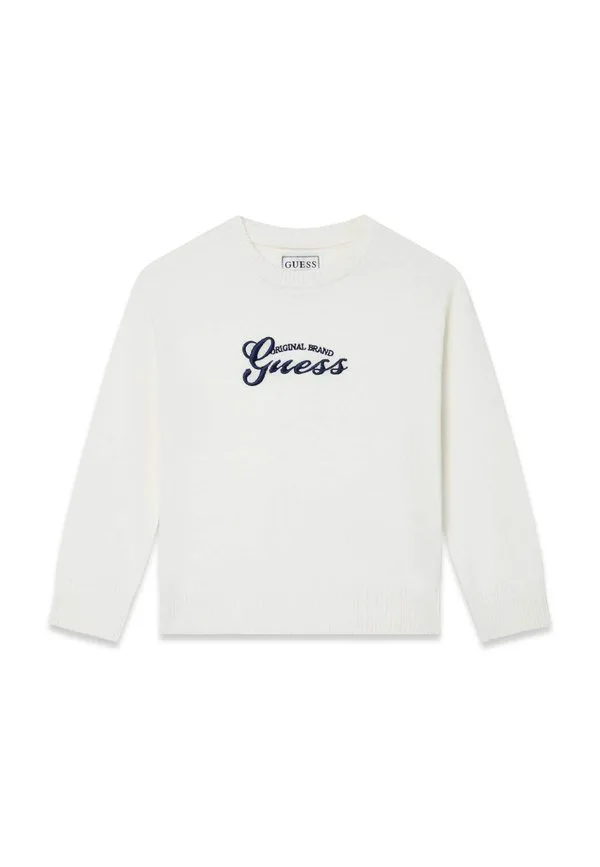 Джемпер с логотипом mit gesticktem Guess, Mehrfarbig Weiß