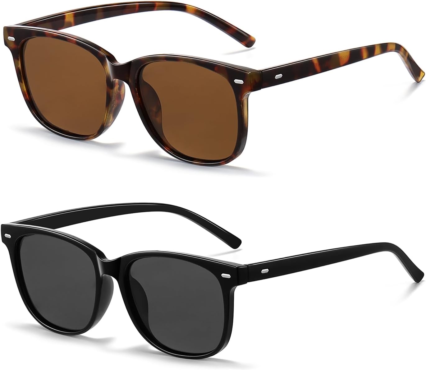 

Женские поляризованные солнцезащитные очки HAOLOTA, классические круглые солнцезащитные очки для вождения, рыбалки, легкие, с защитой от УФ-излучения UV400, S03 Black/Grey + Brown Tortoise/Brown