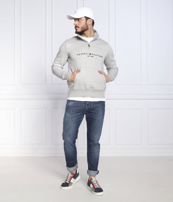 Толстовка Tommy Hilfiger с полумолнией, серый — фото 2