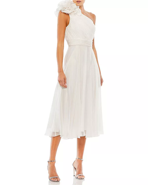 

Платье Rosette на одно плечо, длиной до колена Mac Duggal, белый