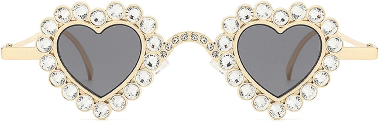 

Женские солнцезащитные очки в маленькой оправе в форме сердца со стразами, роскошные солнцезащитные очки в стиле панк, винтажные очки с сердечками, 2024 год mincl, Gold Black