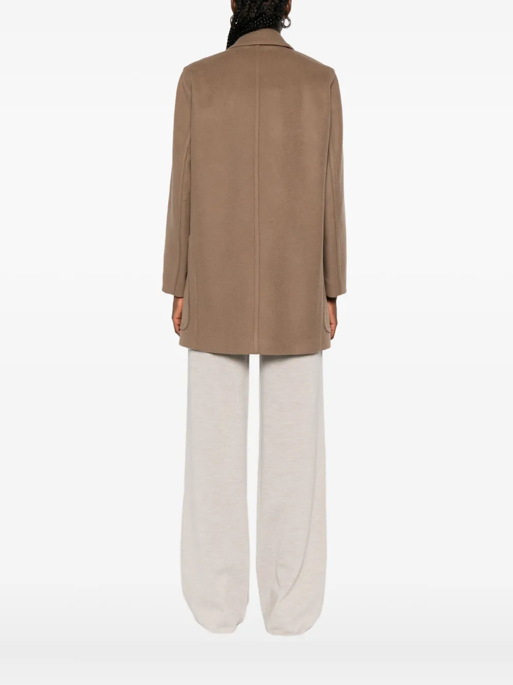 Двубортное пальто с накладными карманами MAX MARA, коричневый — фото 4