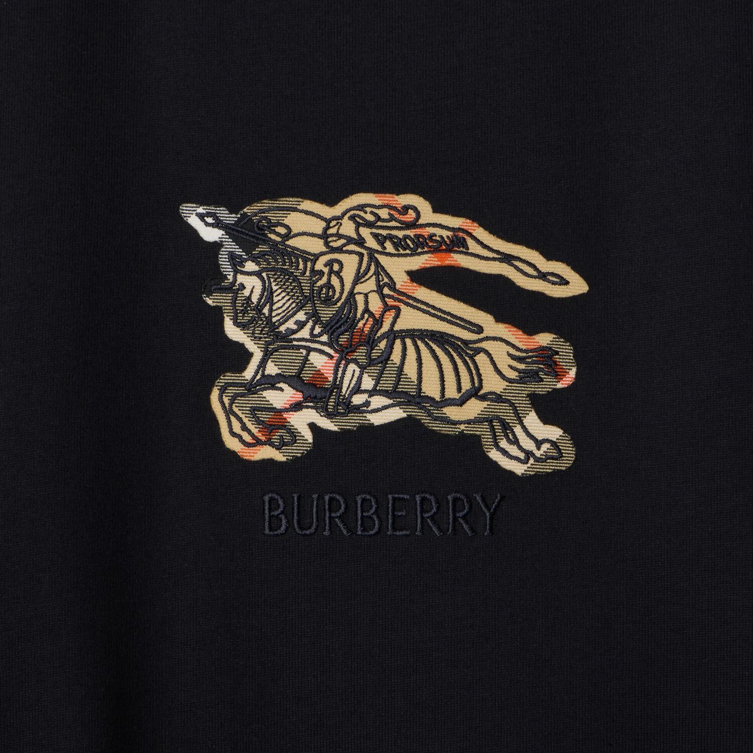 Футболка Cotton Equestrian Knight check Burberry, черный — фото 2