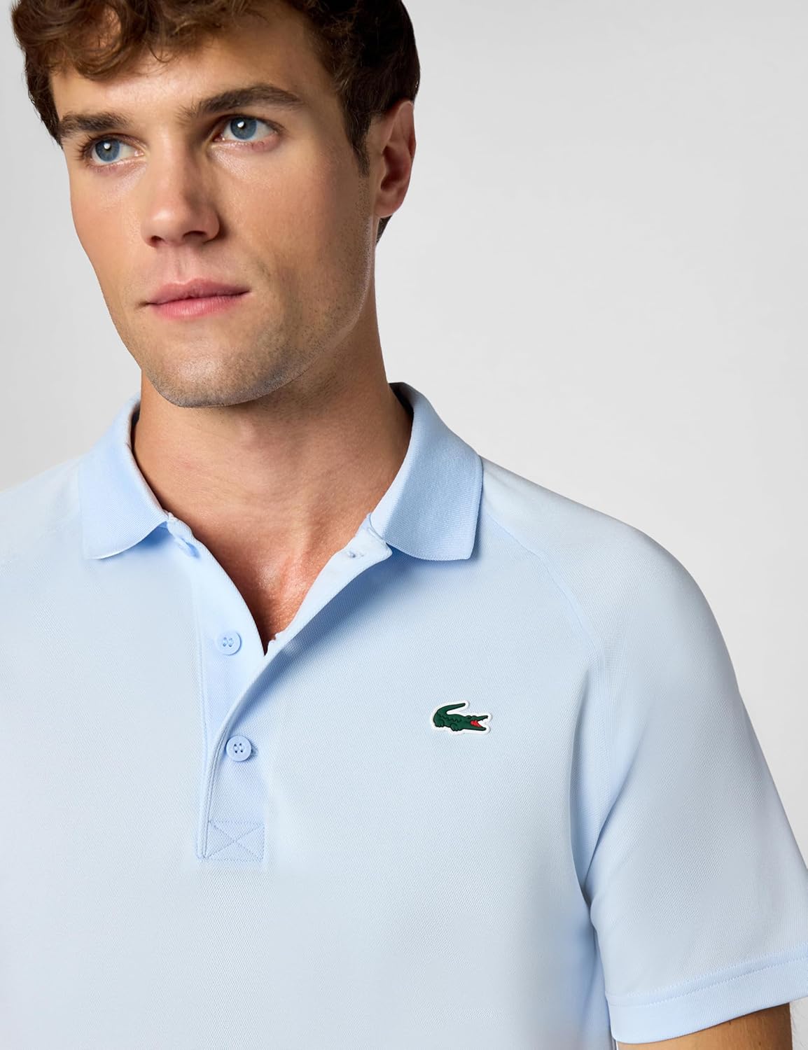 Поло Lacoste, мужское, спортивное, зеленый/голубой — фото 4