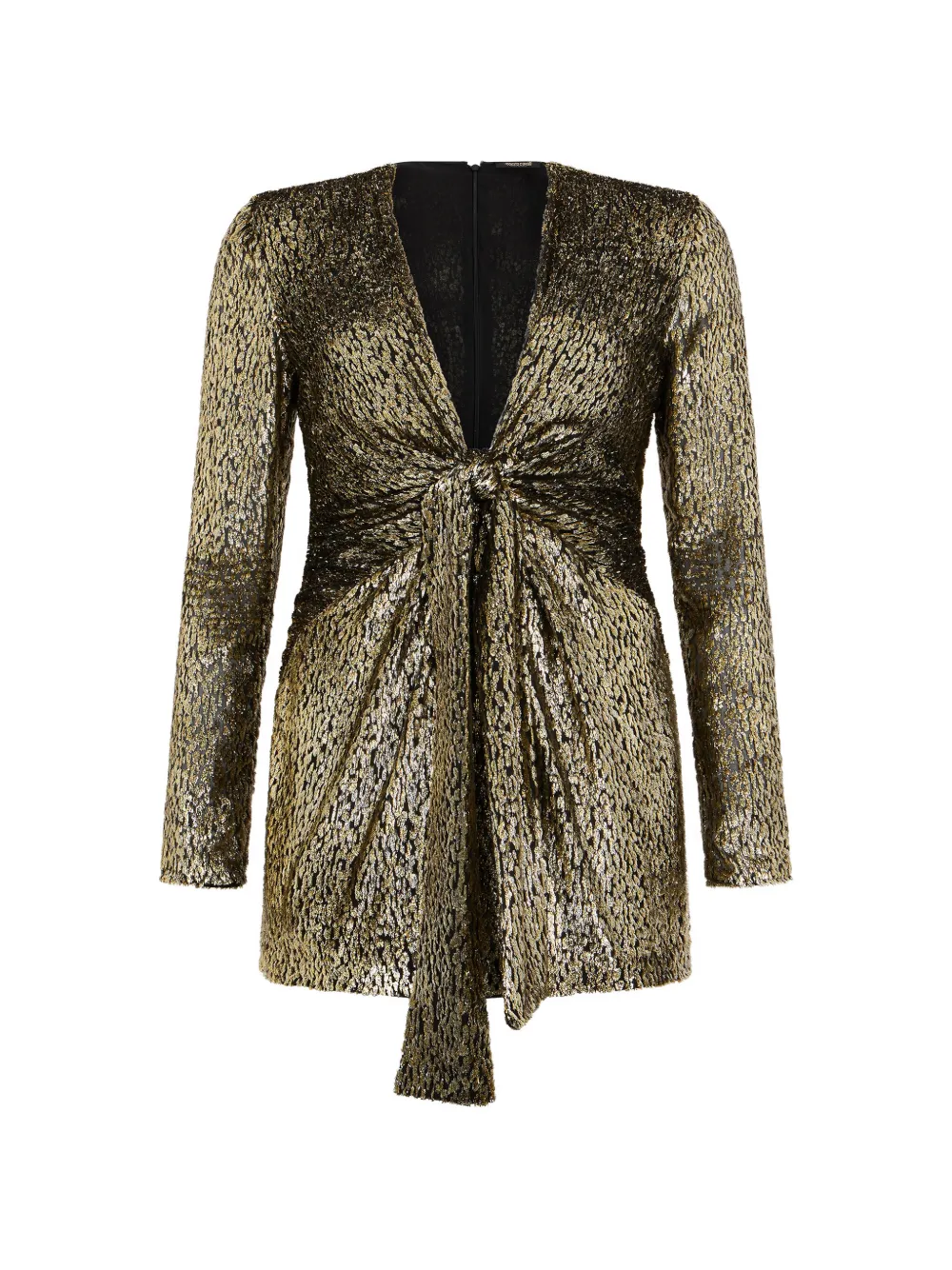 

Мини-платье с леопардовым принтом и эффектом фили купе Roberto Cavalli, золотой