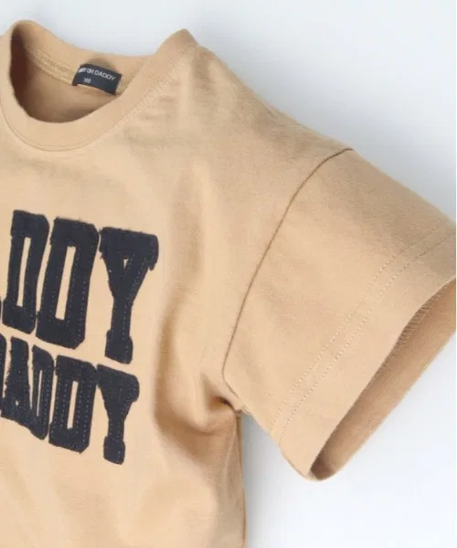 Детская хлопковая футболка с логотипом Daddy Oh Daddy бежевая — фото 3