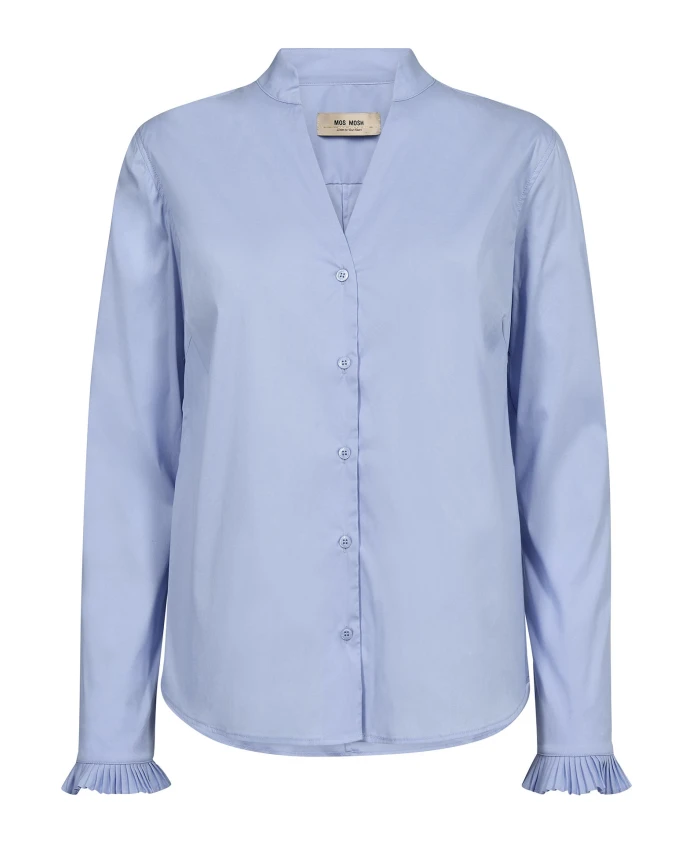 

Синяя плиссированная блузка с V-образным вырезом Mos Mosh, синий