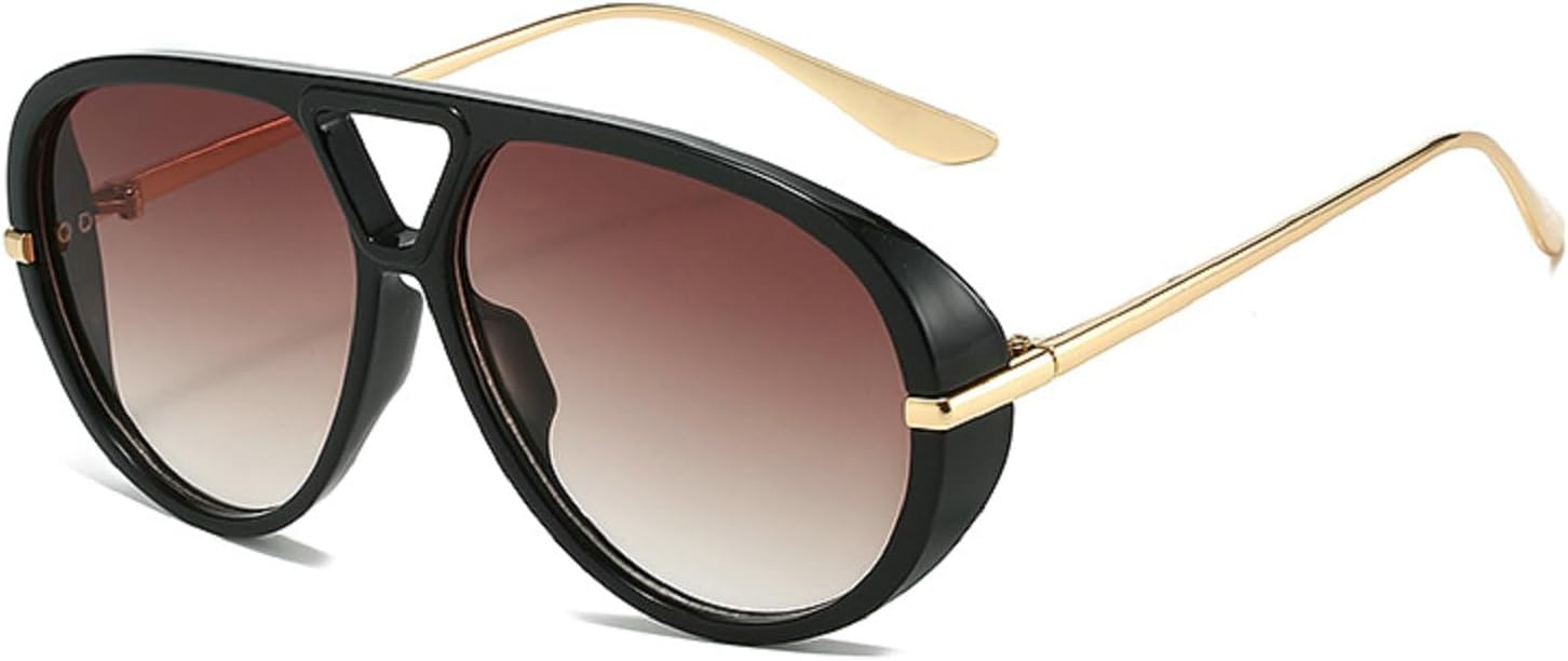 

Модные солнцезащитные очки-пилот для женщин и мужчин, круглые солнцезащитные очки в винтажном стиле с большой оправой, солнцезащитные очки-щитки для мужчин в стиле панк Melrose, Black Brown