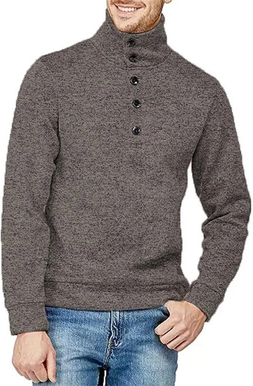 

Ymosrh мужской свитер с длинным рукавом и воротником-стойкой, Slim Fit